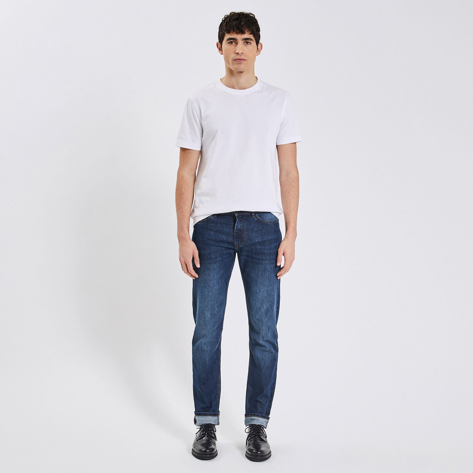 Jean straight en coton et polyester recyclés Bleu