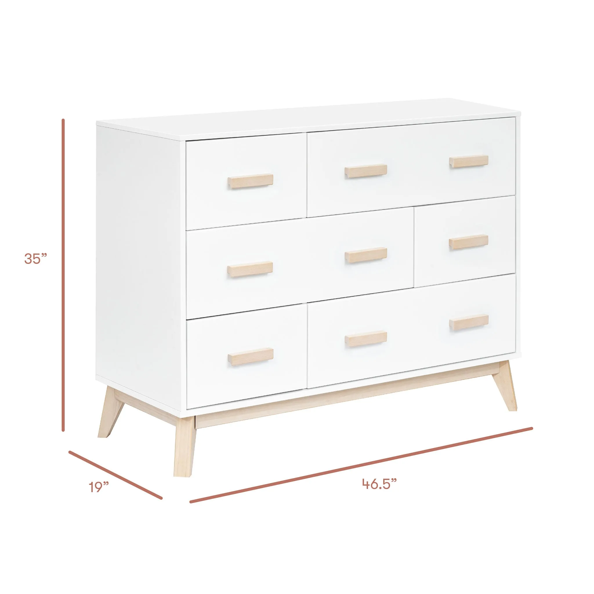 Babyletto Bureau 6 tiroirs Scoot - Blanc  Naturel Lavé