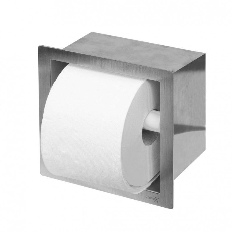 LoooX Closed inbouw wcrolhouder vierkant RVS