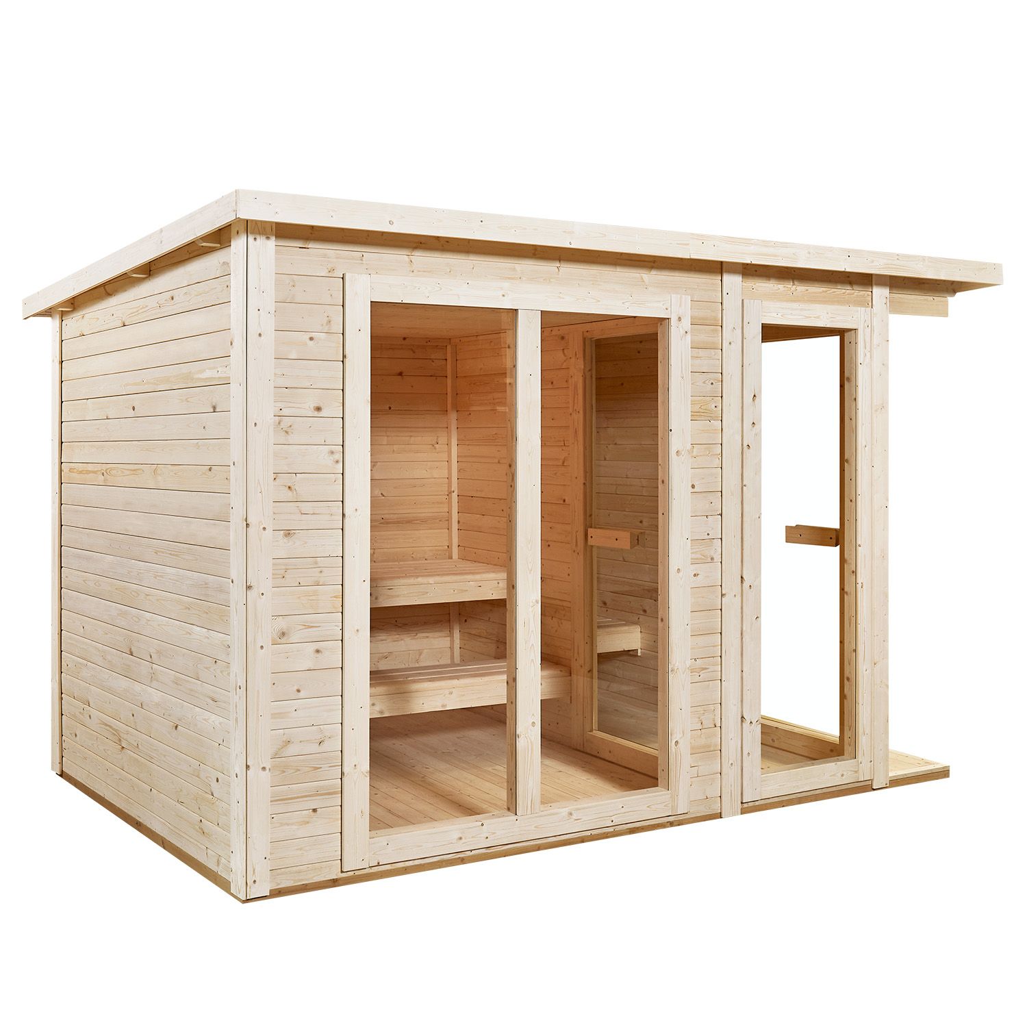 Artsauna Outdoor Sauna Varberg 320 x 180 cm mit 8 kW Ofen & Zubehör - Gartensauna mit Umkleidekabine