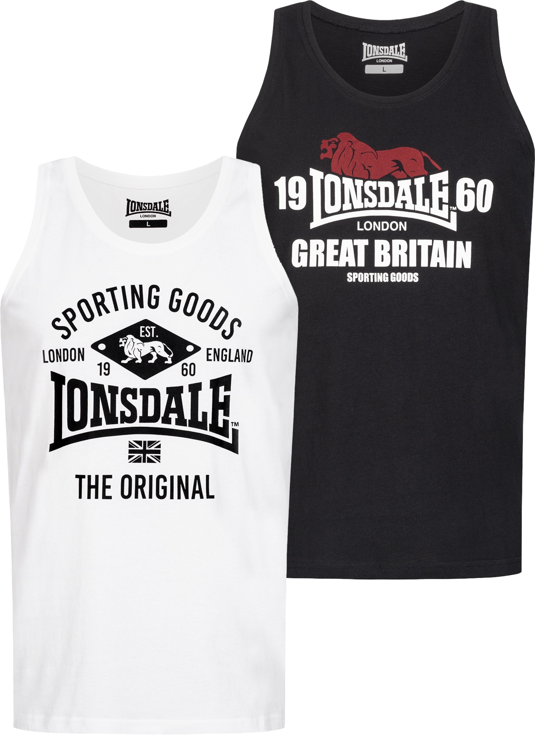 Lonsdale Herren Singlet schmale Passform Doppelpack BIGGIN