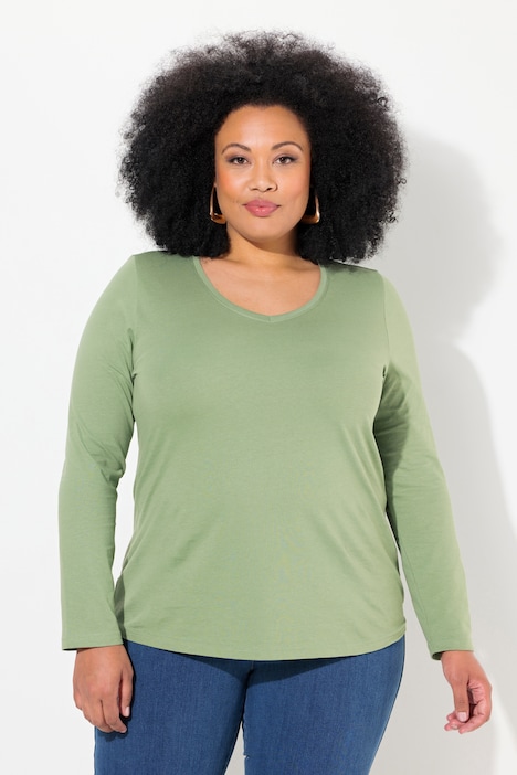 Shirt, Slim, V-Ausschnitt, Langarm