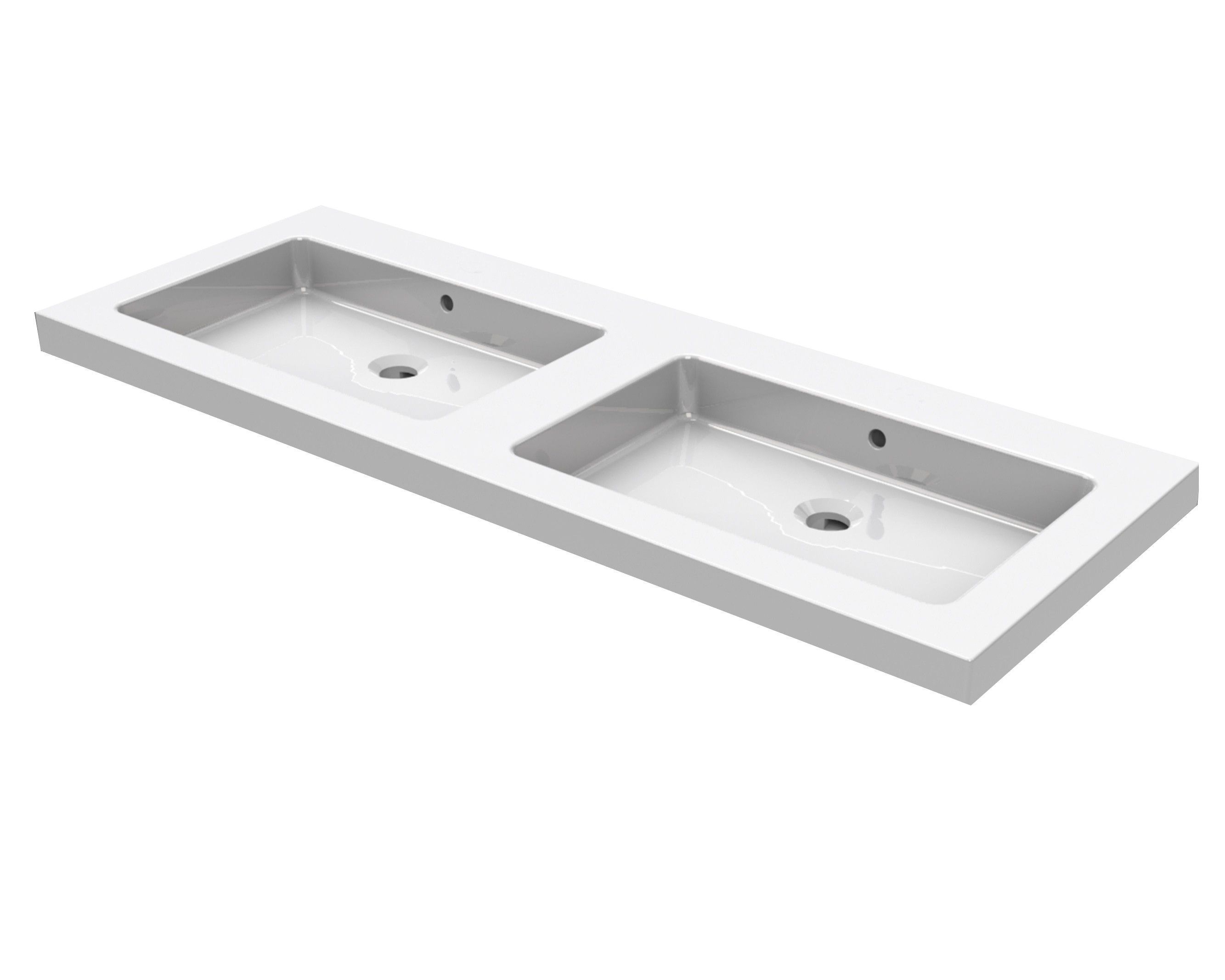 Mueller Double keramische wastafel 120x46cm zonder kraangaten