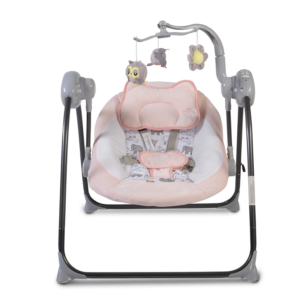 Moni elektrische Babywippe ZaZu, Spielbogen Musikfunktion Schaukelfunktion Timer rosa