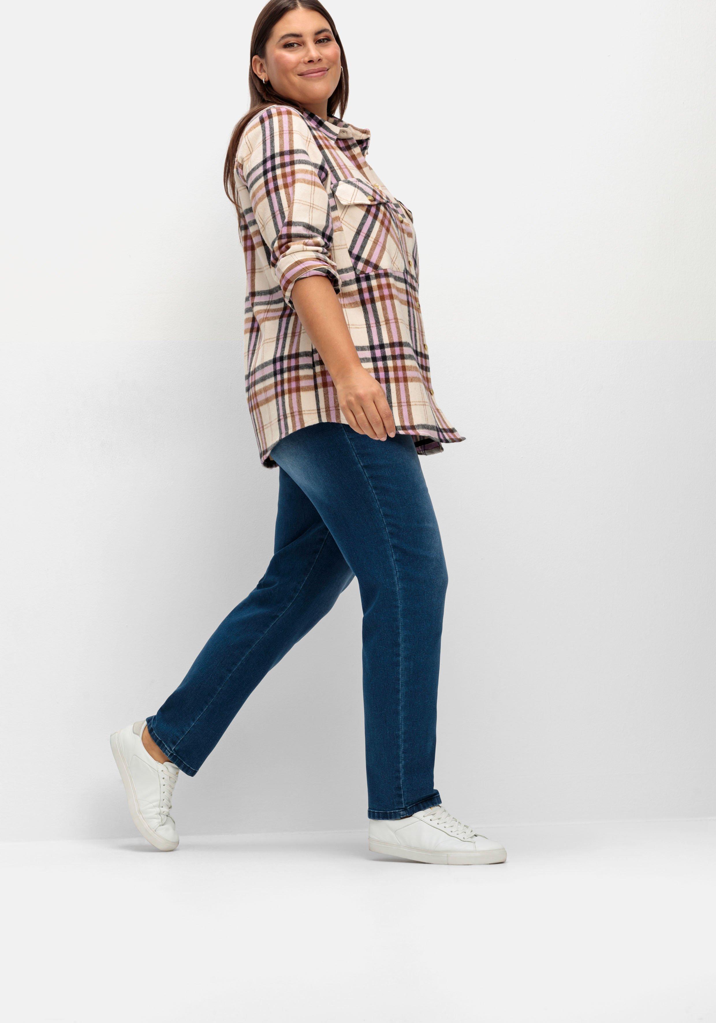 Schmale Jeans mit Rippstrick-Dehnbund