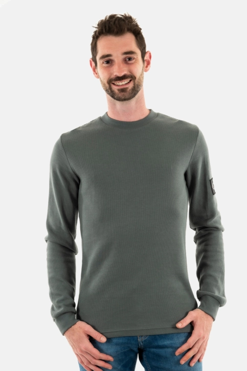 Tee shirt manches longues calvin klein jeans waffle psl endless grey