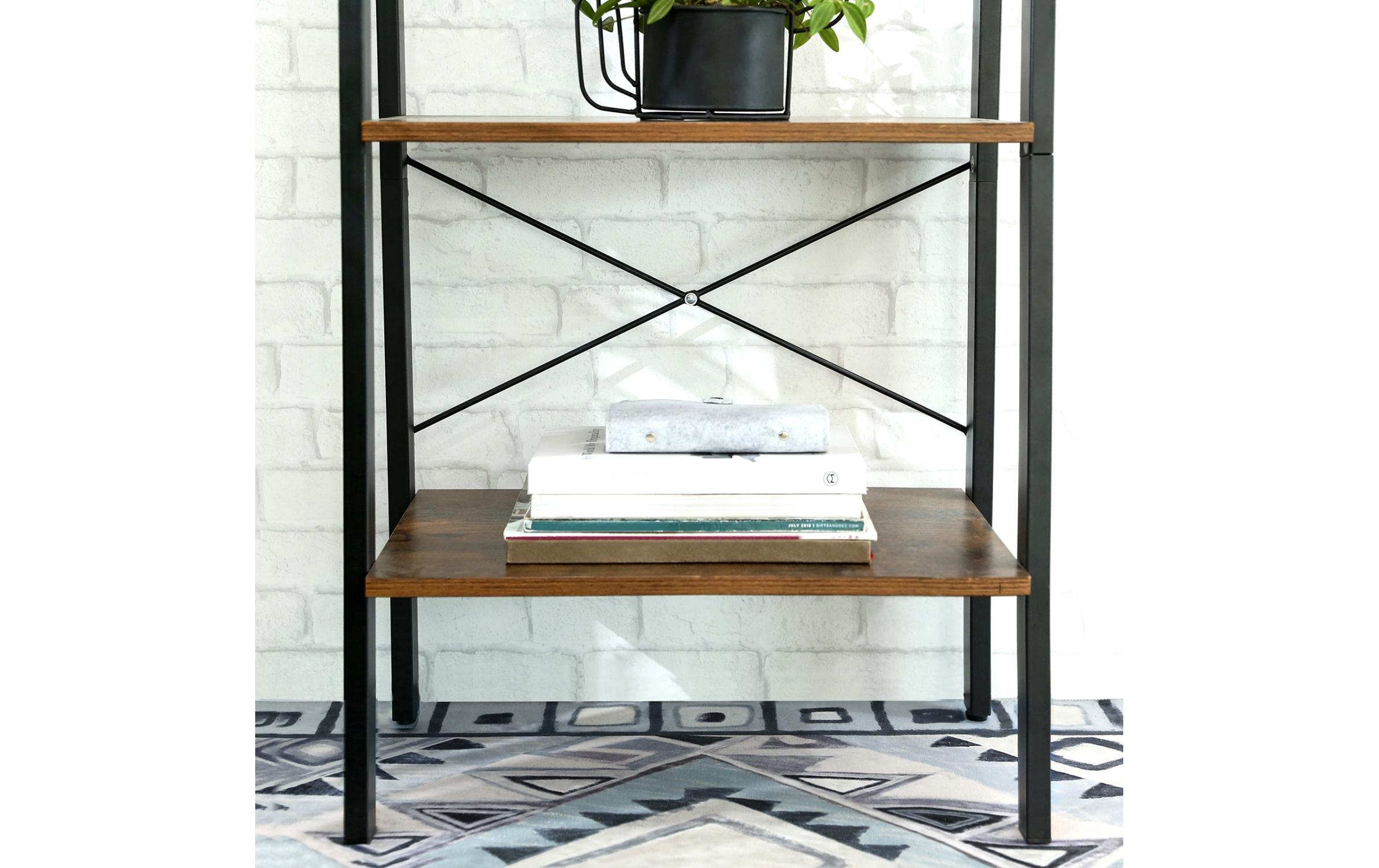 Regal mit 4 Ebenen 56 x 137.5 cm, Braun/SchwarzLeiterregal mit Metallgestell