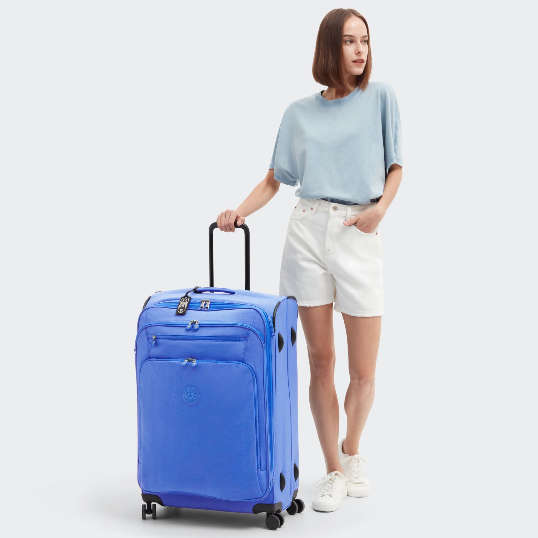 NEW YOURI SPIN L Grande Valise Extensible à Roulettes avec Poignée Télescopique - Havana Blue