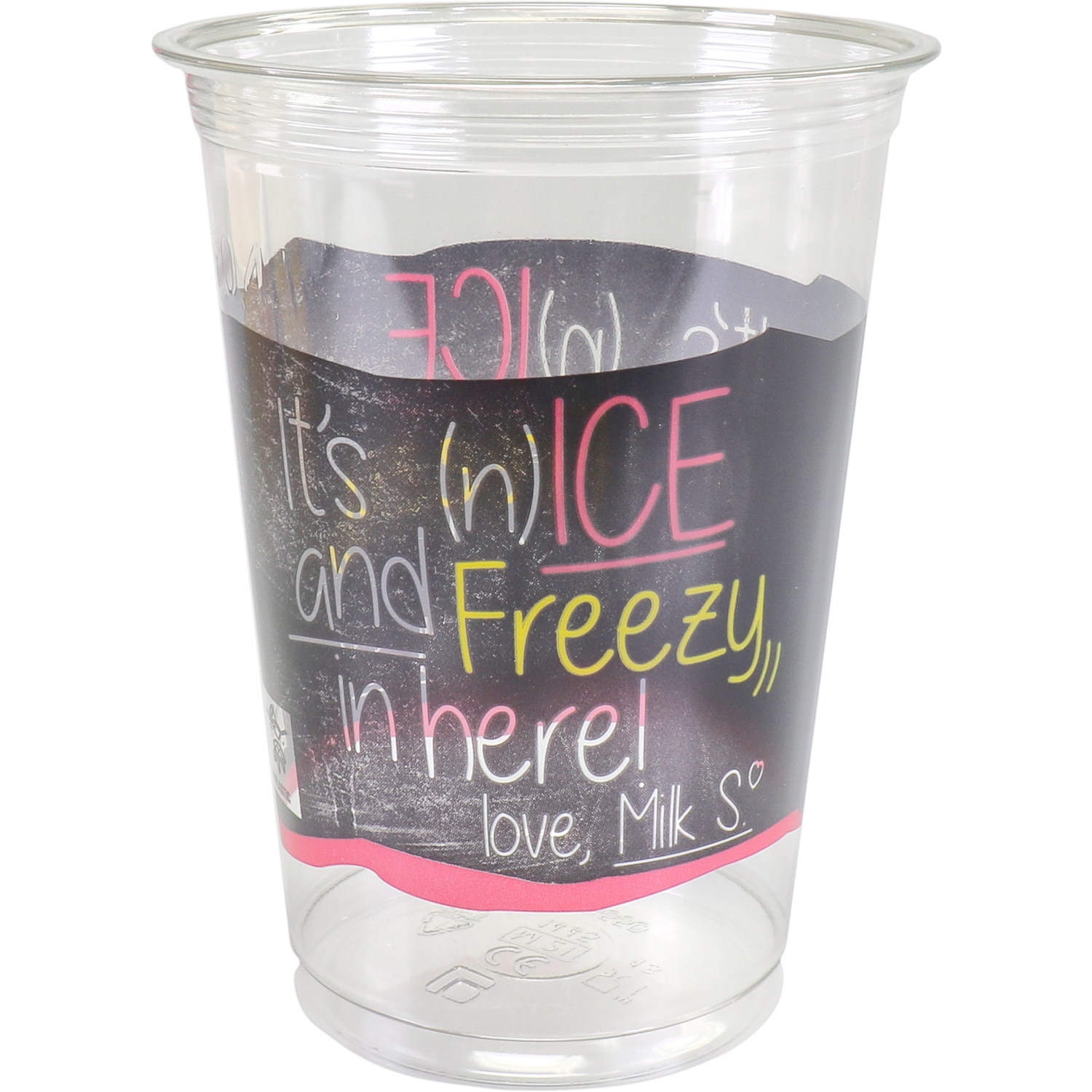 Depa, Milkshakebeker, ICE is (N)ICE, Gerecycled PET, 400ml, 16oz, transparant/roze