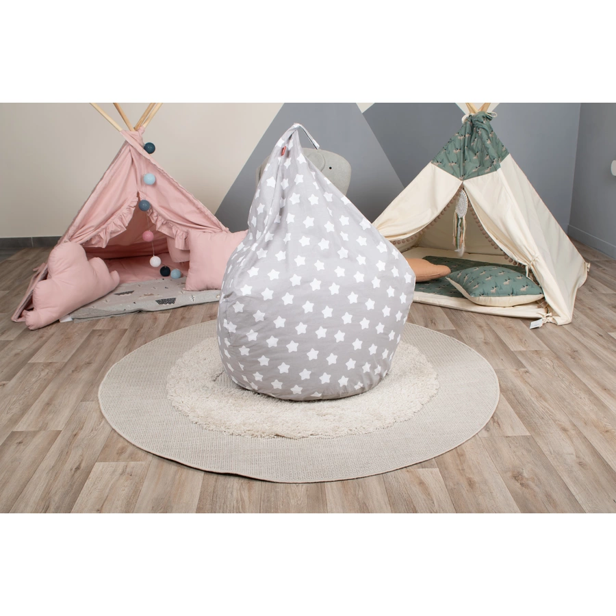 knorr toys® Kindersitzsack Drop - Grey white stars grau