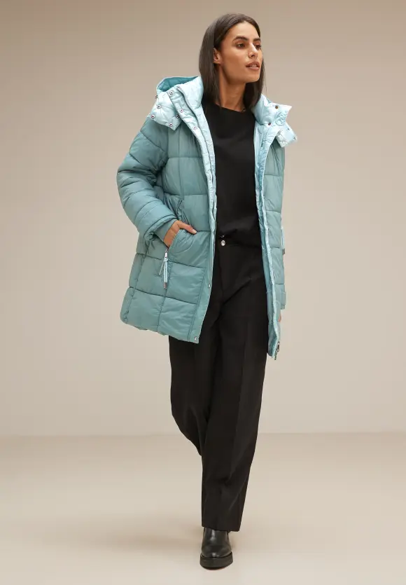 Wintermantel mit Kapuze - polar mint