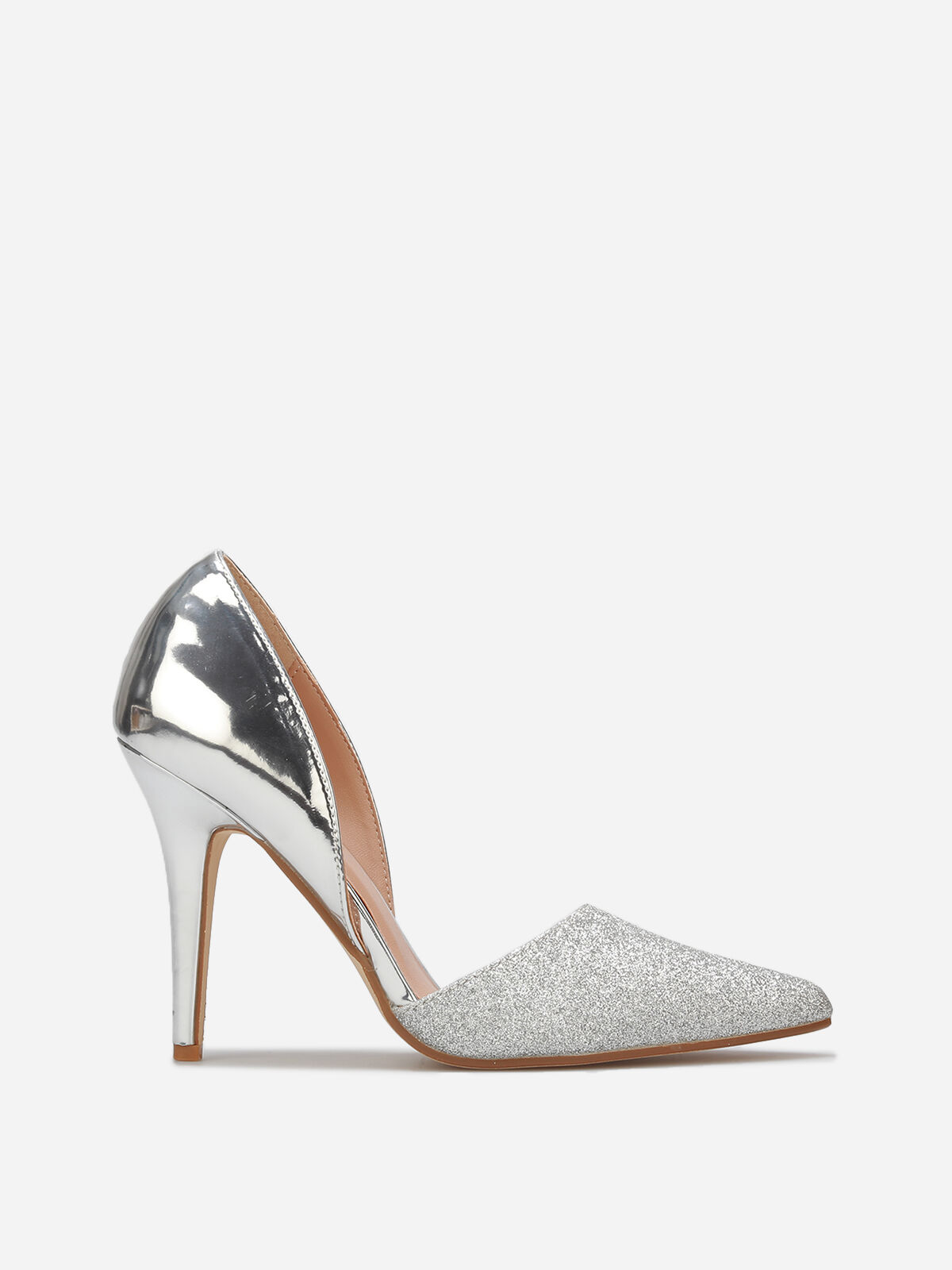 Escarpins asymétriques à paillettes- Argenté