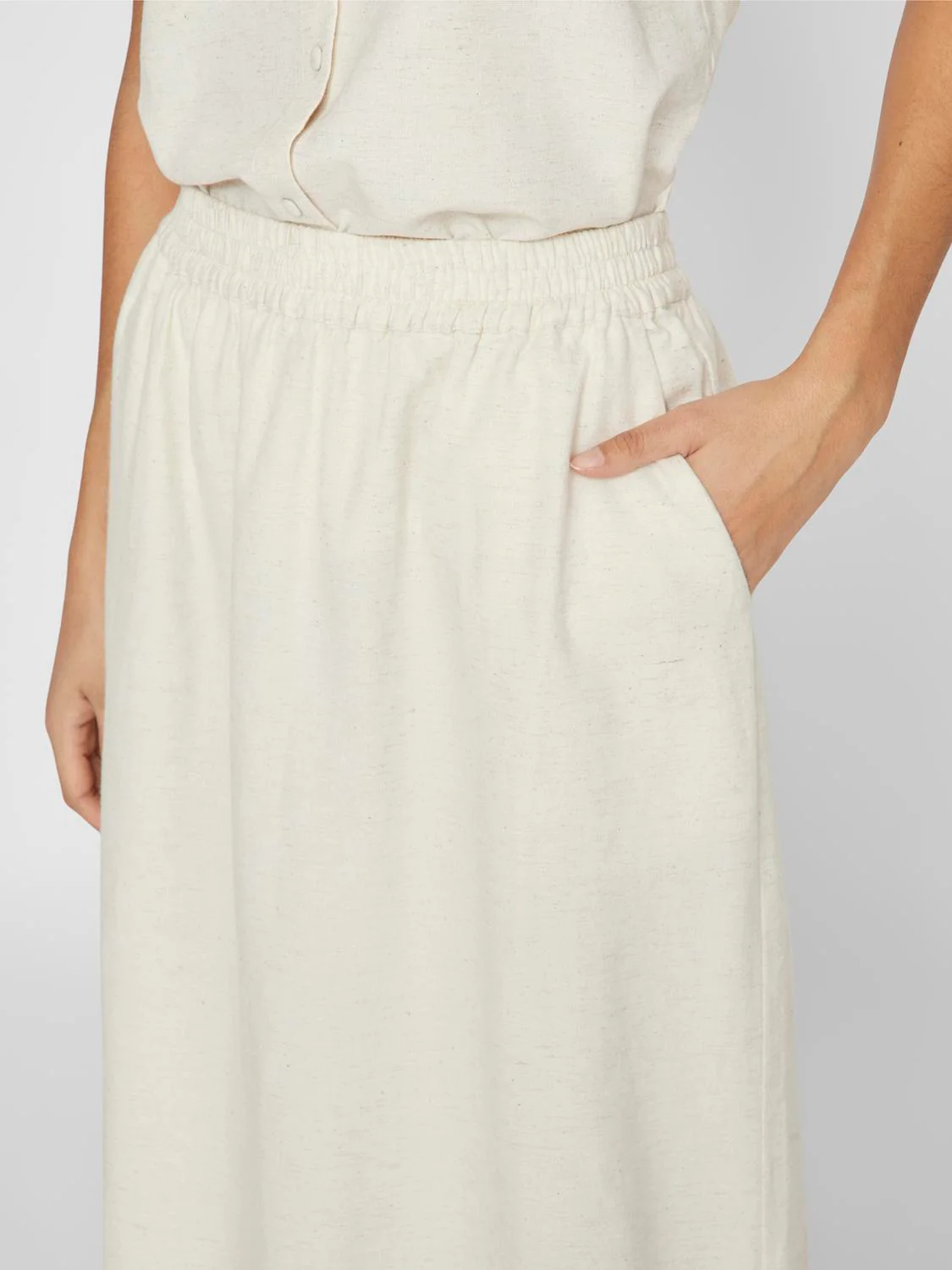 Vila  Viprisilla H/W Midi nederdel - Super Light Natural Melan