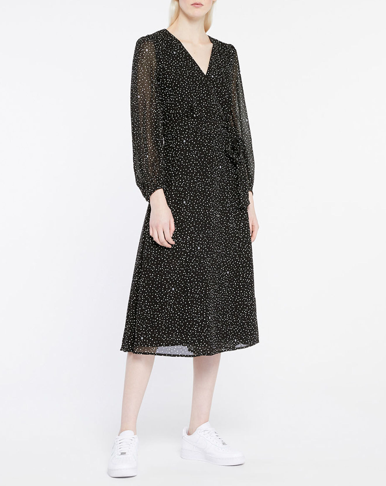 Tommy Hilfiger Robe Georgette Wrap imprimée noire