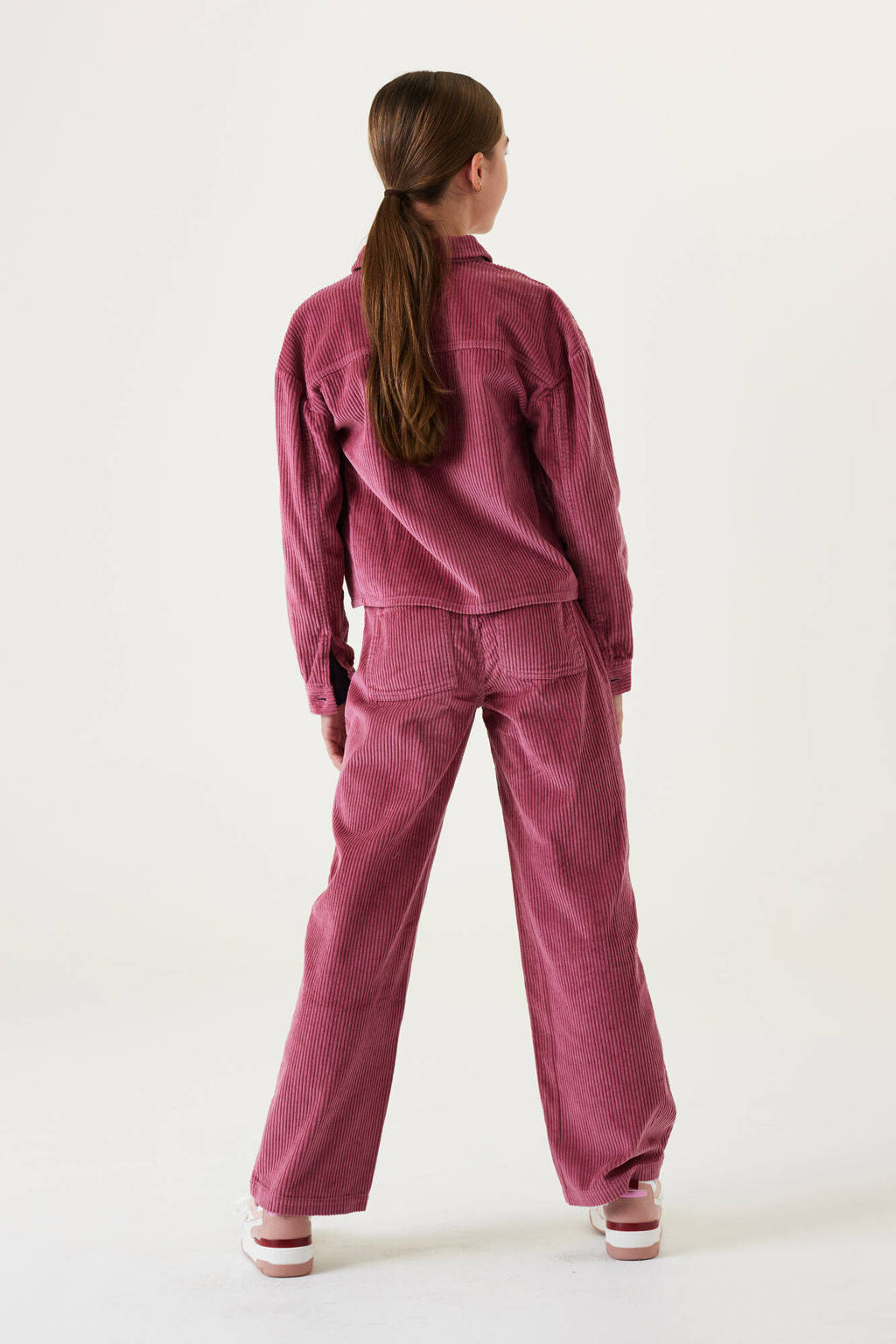 Garcia high waist straight fit broek oudroze