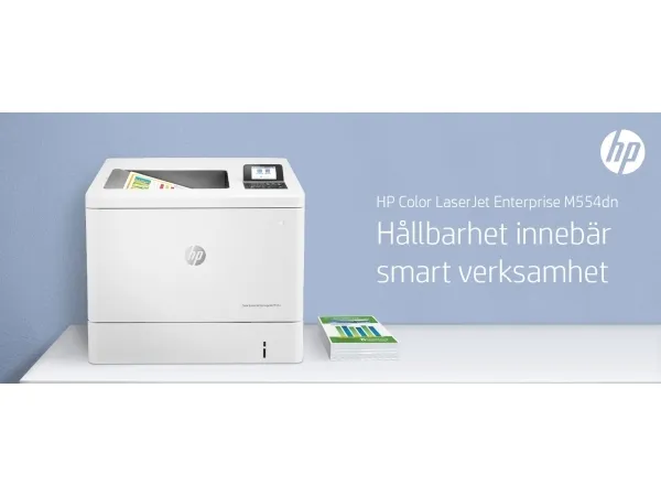HP LaserJet Enterprise M554dn - Printer - farve - Duplex - laser - A4/Legal - 1200 x 1200 dpi - op til 33 spm (mono) / op til 33 spm (farve) - kapacitet: 650 ark - USB 2.0, Gigabit LAN, USB 2.0 vært