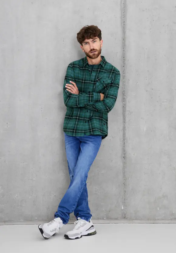 Hemd mit Karomuster - Jungle Green