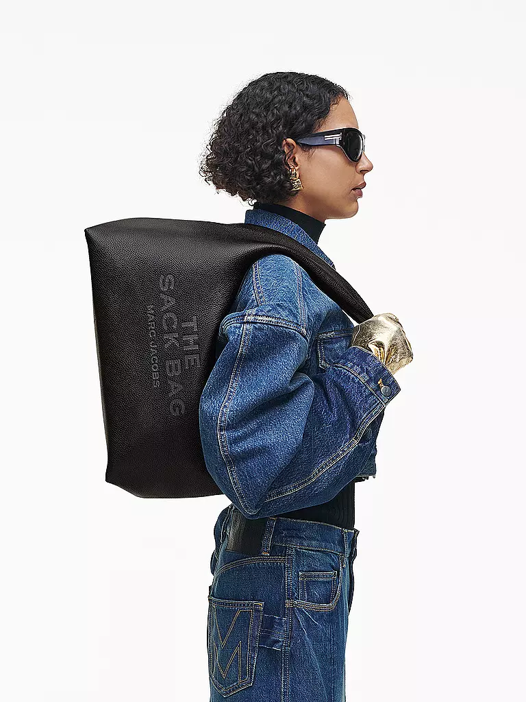 MARC JACOBS Ledertasche - Umhängetasche THE SACK BAG schwarz