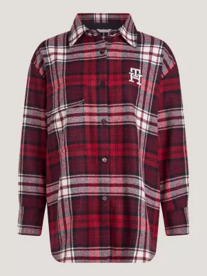 Sobretudo Relaxado Curve Tartan TH Monogram