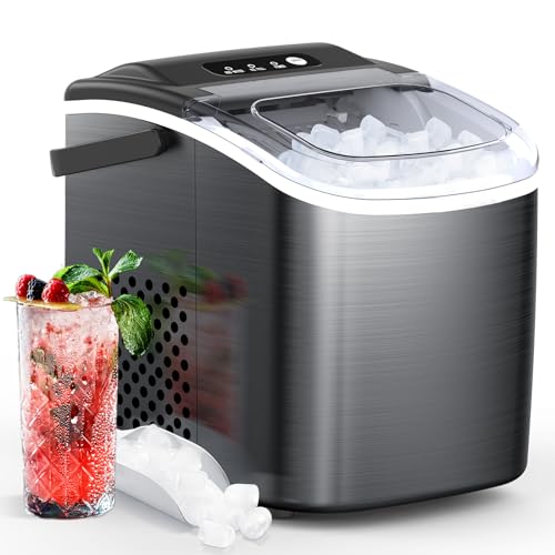 Machine à glaçons Joy Pebble, 9 cubes prêts en 6 minutes, 12 kg/24h, portable avec panier et pelle, pour maison/cuisine/camping/camping car : Cuisine et Maison
