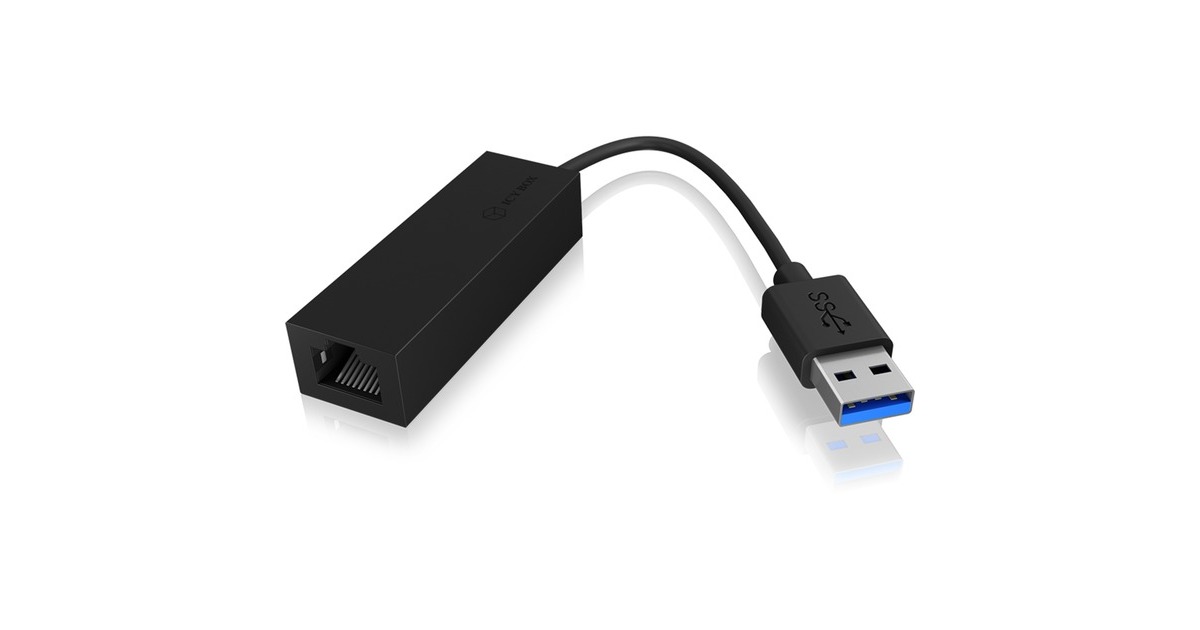 ICY BOXIB-AC501a, USB 3.0 > RJ-45 adapter  (Zwart)