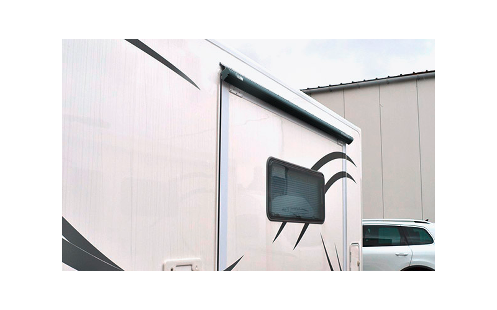 Fiamma Wandmarkise Slide Out 170 cm für mobile Fahrzeugwände (Deep Black / Royal Grey)