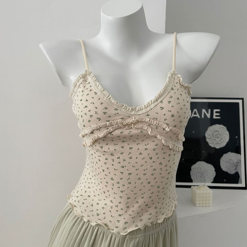 Rosehedge - V-hals camisole top met bloemenruffle-afwerking