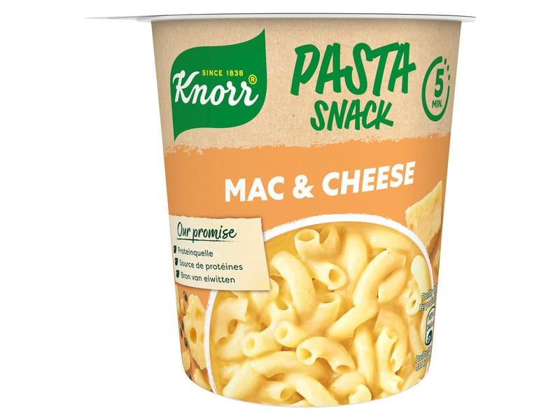 Knorr Fertiggericht Pasta Snack Mac & Cheese 1 Portion Herzhafte Mahlzeit mit Teigwaren und Käse