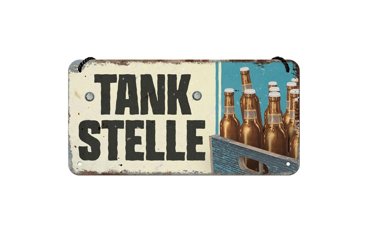 Schild Tankstelle Bier 15 x 20 cm, MetallBlechschild im Retro Design