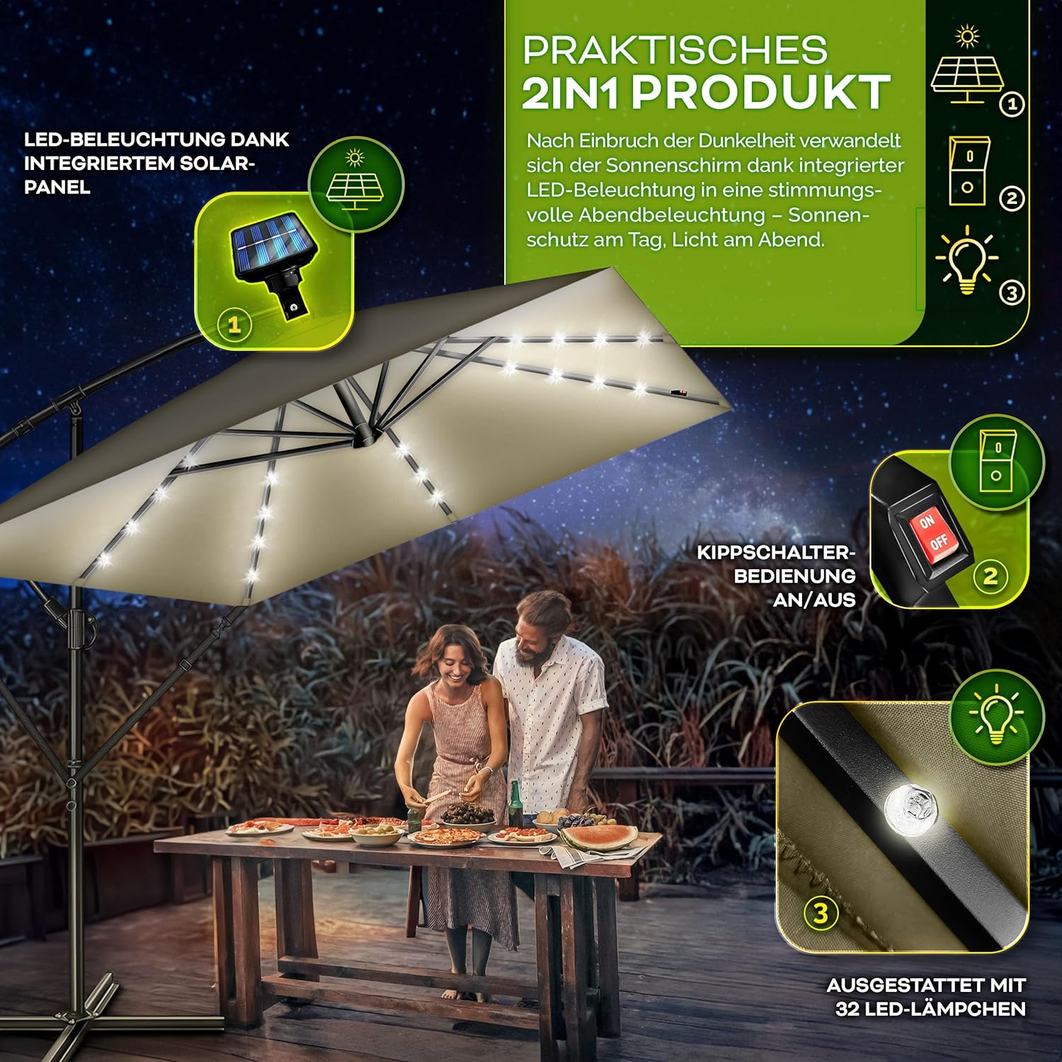 tillvex® Alu Sonnenschirm Rechteckig Ø 330 cm + Abdeckung mit Kurbel | Ampelschirm Eckig mit Ständer & Windschutz | Gartenschirm UV-Schutz Aluminium | Kurbelschirm Marktschirm wasserdicht 360° drehbar