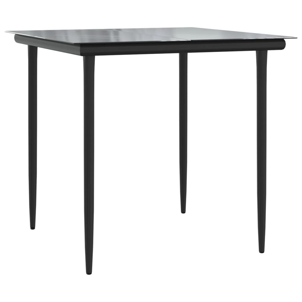Mobilier à dîner de jardin et coussins 5 pièces noir et gris