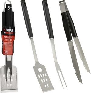 SET 3 ACCESSOIRES BARBECUE METAL ET NOIR