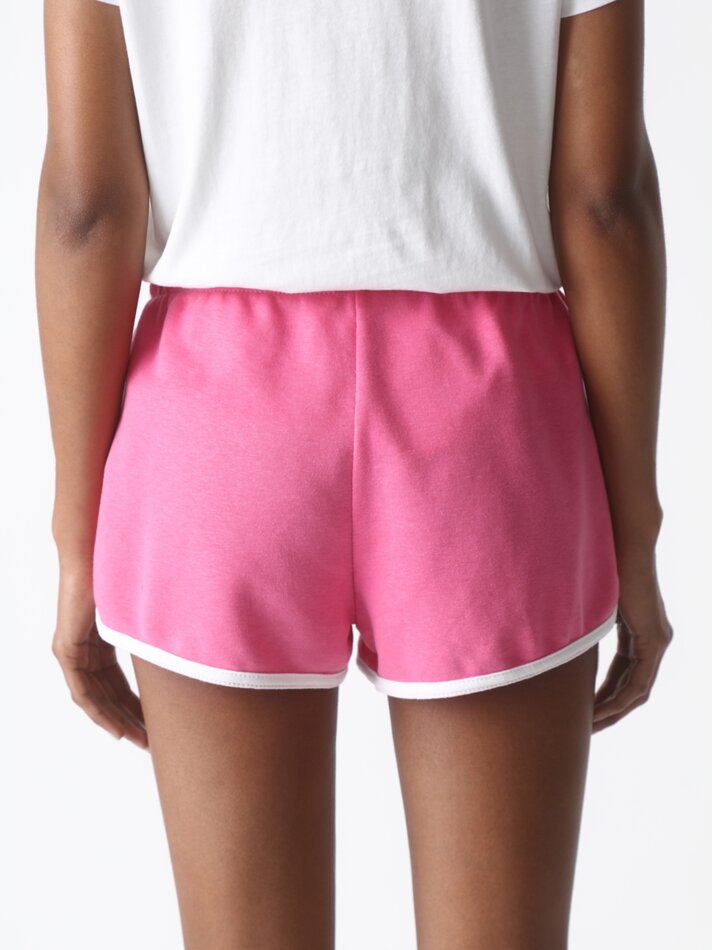 Shorts básicos de tecido atoalhado com detalhes - Tamanho Médio Rosa