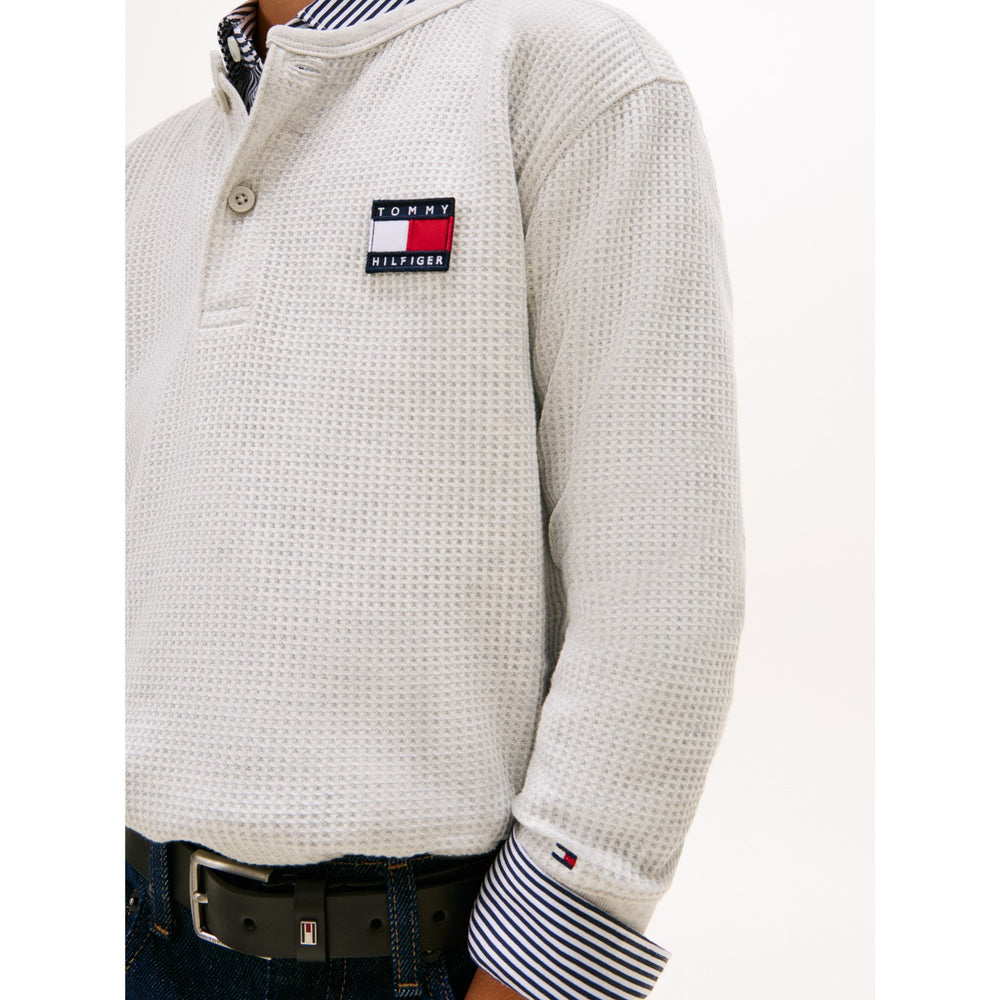 Køb Tommy Hilfiger Mid Grey Heather Heritage Henley Waffle Tee Ls