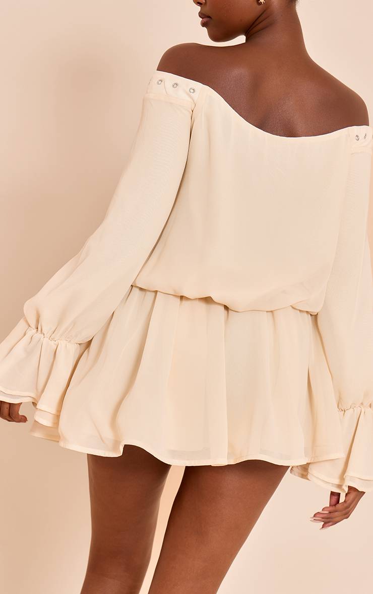 Crème Ensemble Jupe Mini Fluide En Mousseline
