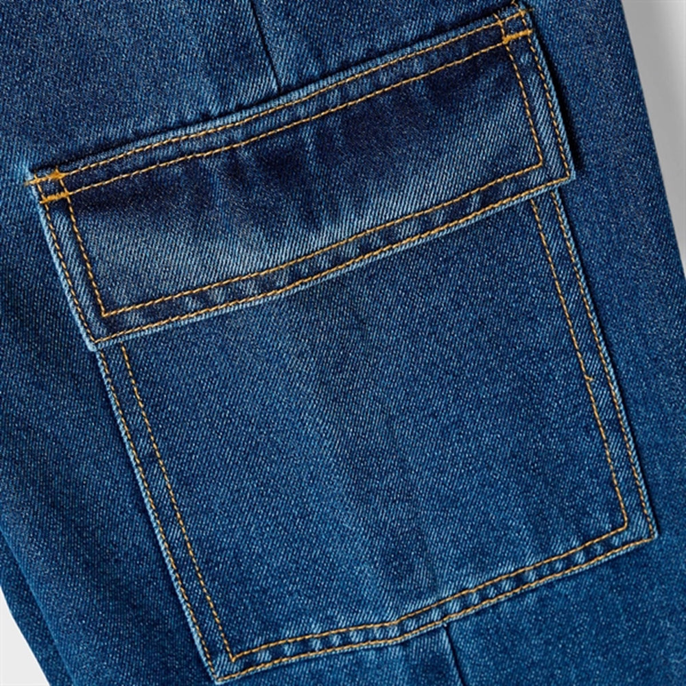 Dark Blue Denim Rose Wide Cargo Jeans Noos