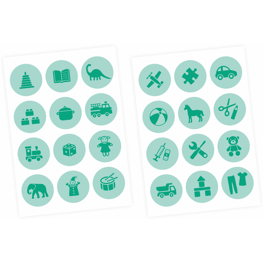 Nikima Möbelaufkleber Ordnungssticker für Spielzeug MINT mint