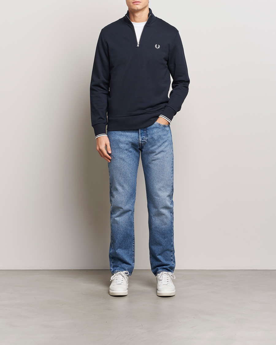 Fred Perry Half Zip Sweatshirt Navy