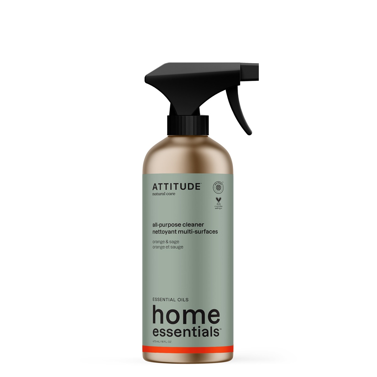 Attitude Home Essentials Allesreiniger Sinaasappel & Salie Aluminium Fles (473 ml)