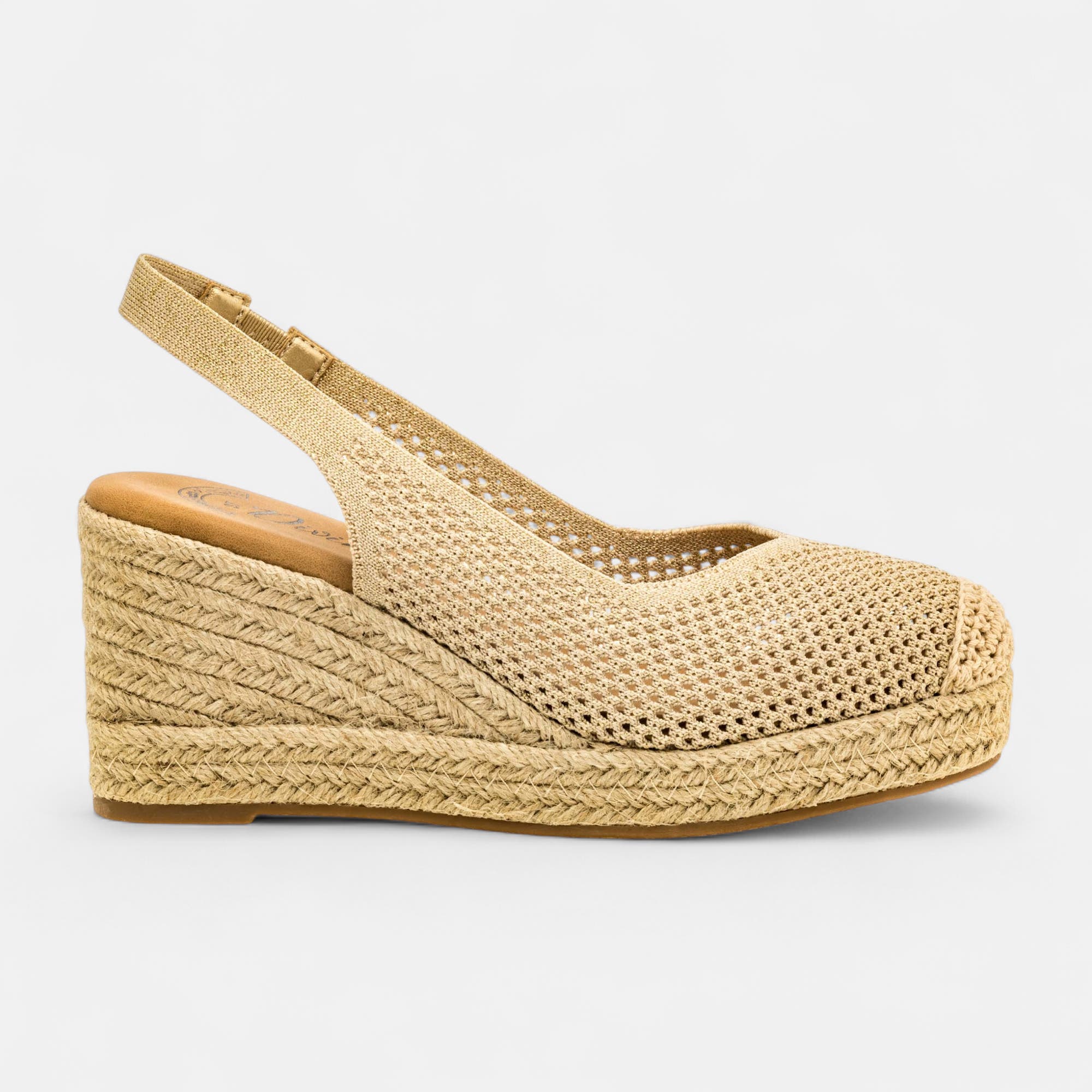 Espadrilles à talon compensé Femme or