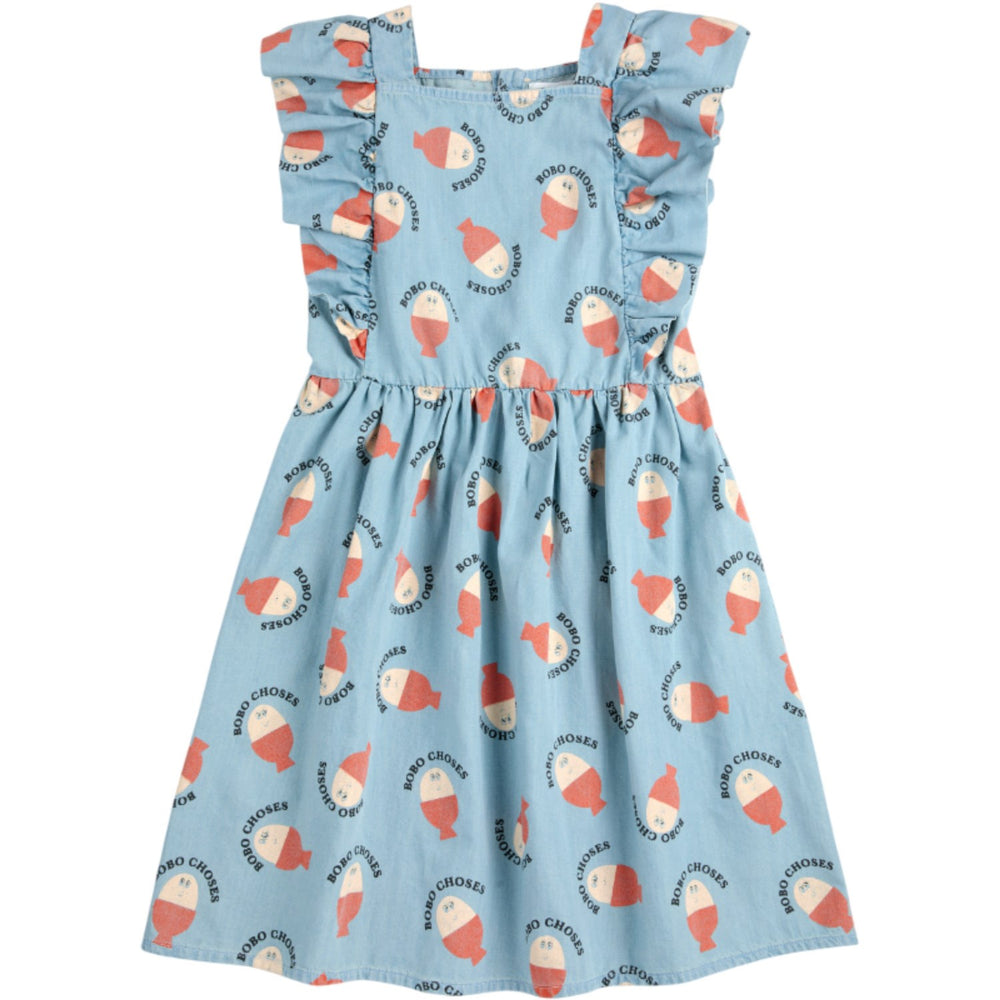 Køb Bobo Choses Lys Blue Morning Egg All Over Ruffle Kjole