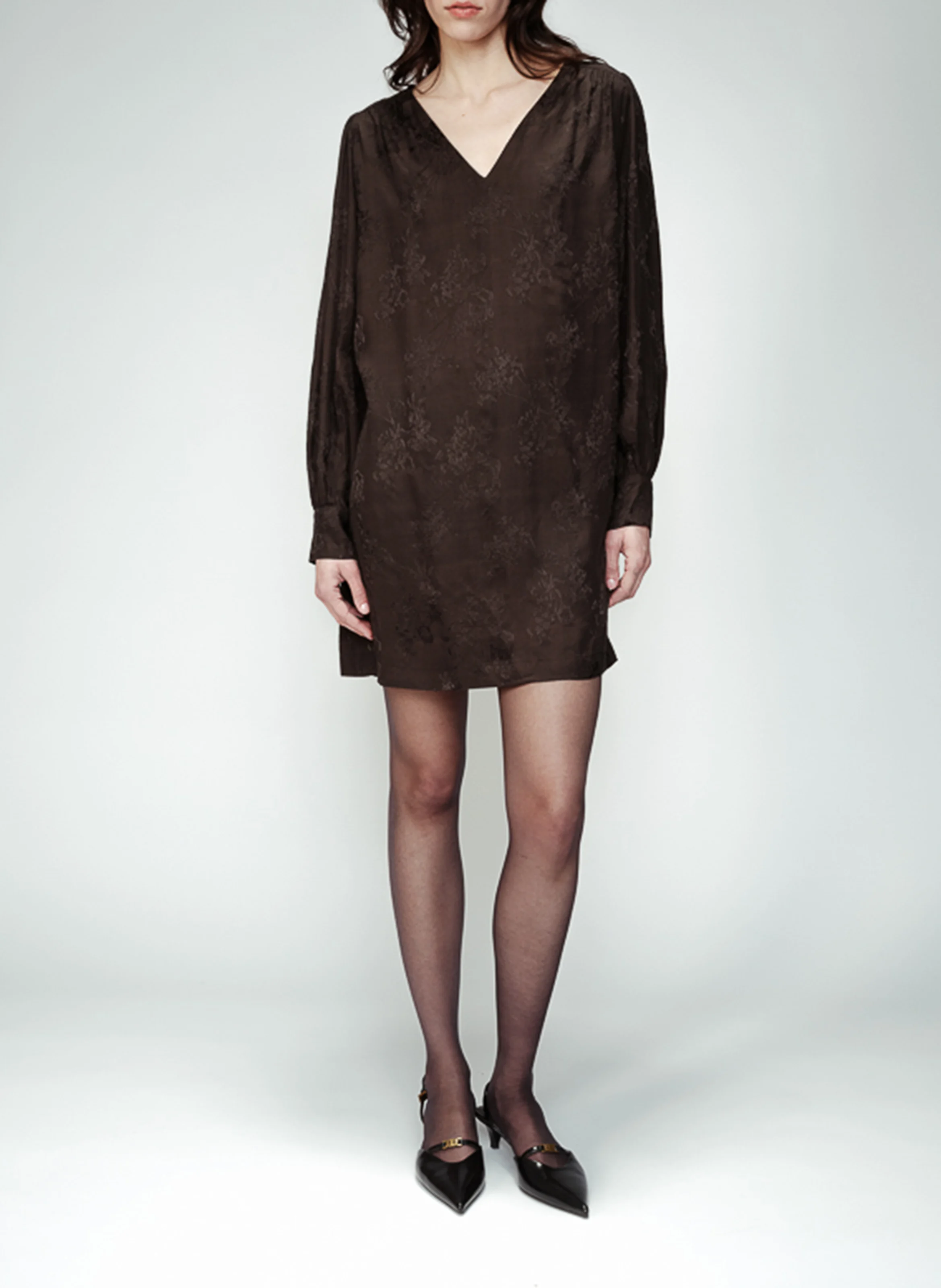 ONDINE - Robe courte col V | Noir