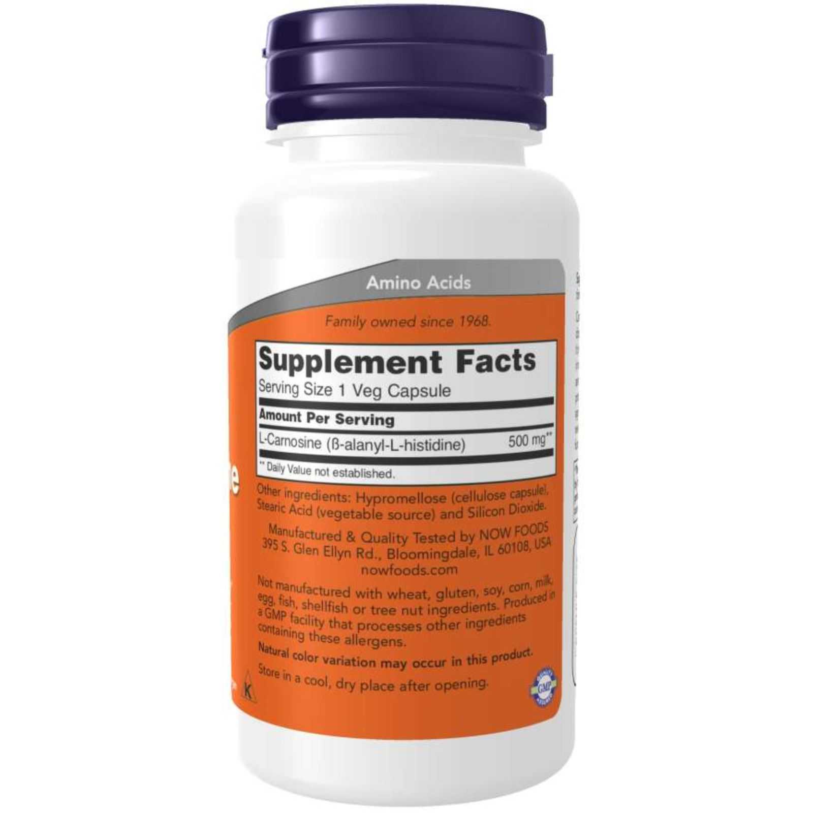 NOW Foods L-Carnosina 500mg 50 cápsulas veganas