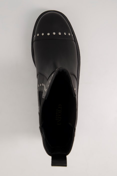 Chelseaboots, Ziernieten, Profilsohle, Leder, Weite H