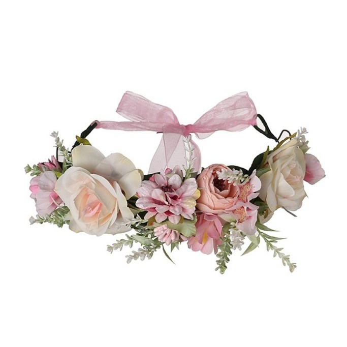 (Ø16cm) Haar Blumenkranz Party Accessoire Rosen Haarband für Hochzeit / Junggesellinnenabschied - Rosa