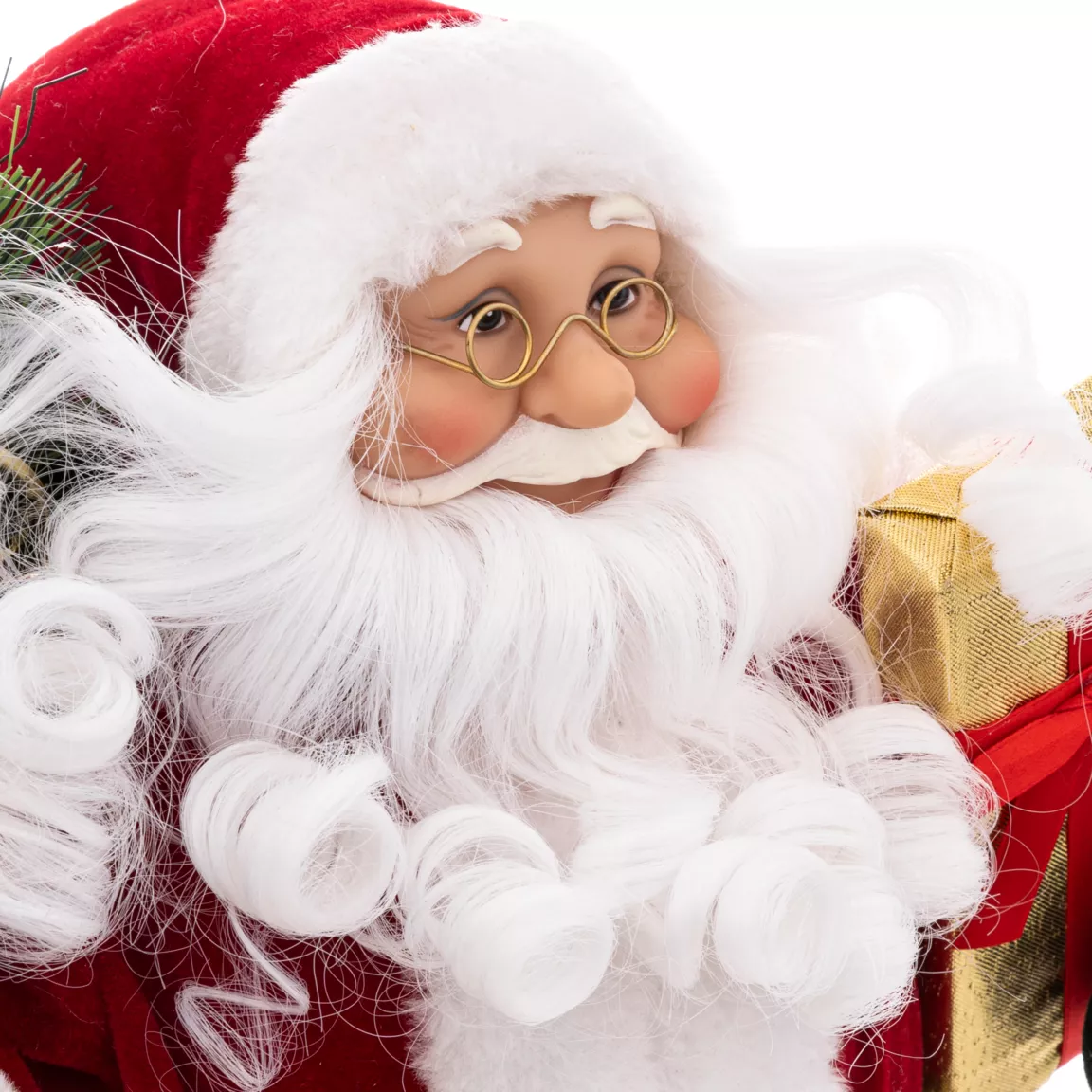 Père Noël déco Traditionnel velours (H45 cm) Félix et cadeaux