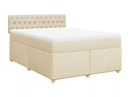 Sommier à lattes de lit avec matelas Crème 160x200 cm Tissu