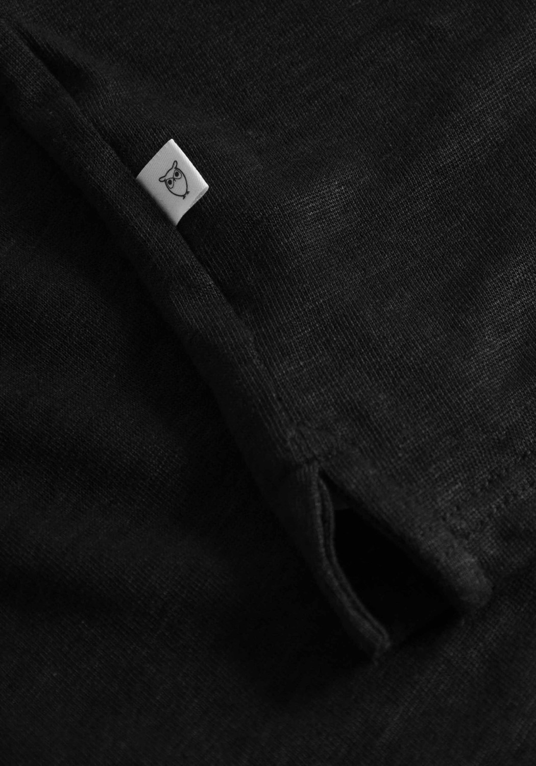 Knowledge Cotton Apparel Leinen Poloshirt Black Jet