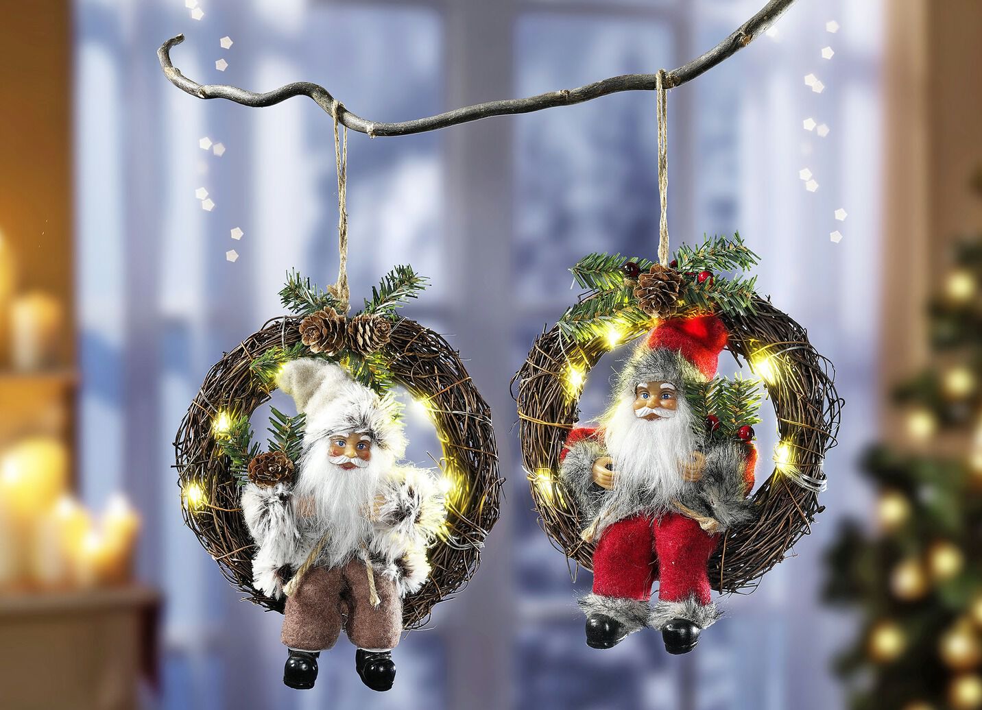 Weihnachtsmann im Kranz, 2er-Set