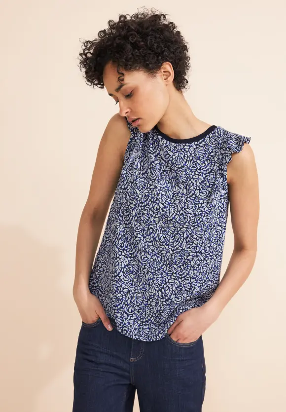 Top mit Volants - intense royal blue